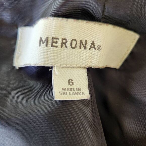 Merona size 6 small womens little black dress pleated knee length cap sleeve hig - Picture 3 of 6